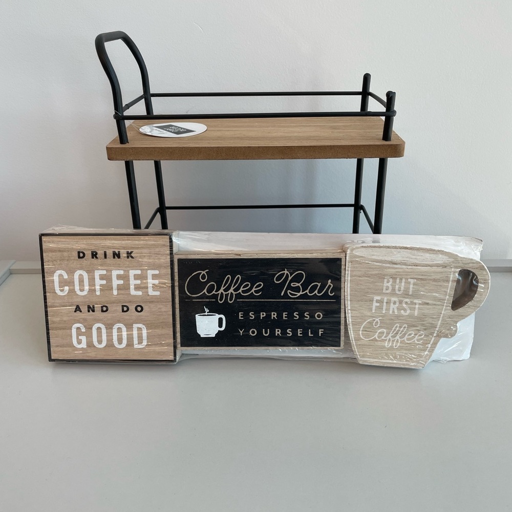 Target Mini Bar Cart and 1 set of Mini Decor Signs! New w/ tags!